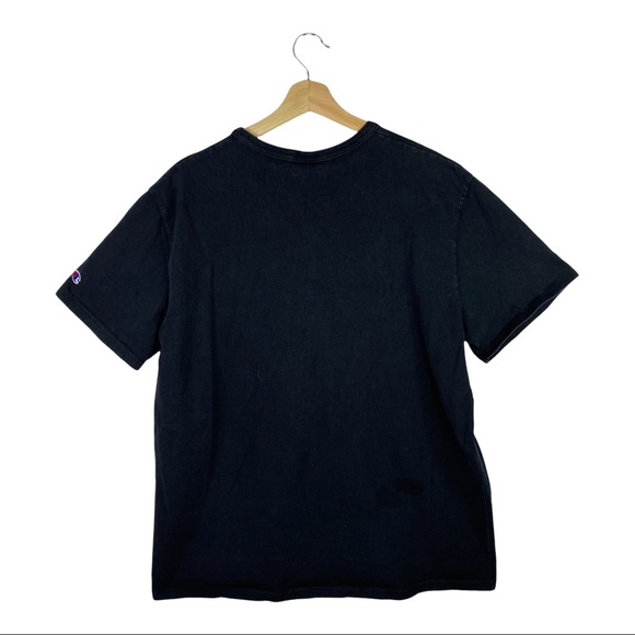 Champion T Shirt Men’s XL Black Short Sleeve Red VTG Style Embroidered Spellout - Picture 5 of 5